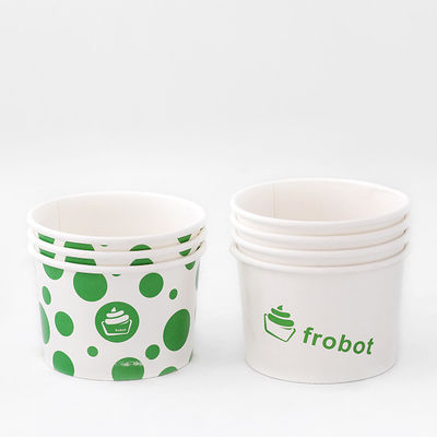 Ciotole di carta monouso per gelati 650ml Logo Custom White Dessert Bowls Forma robusta