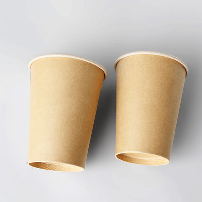 Tazze di carta Kraft marroni di grado alimentare, senza rivestimento di plastica, con parete singola