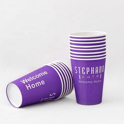 Bicchiere di carta da parete senza plastica viola 24 oz 675 ml Tazze di caffè di carta personalizzate 90 mm