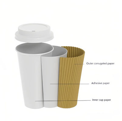 Tazze monouso Kraft Ripple Mini 315ml Tazze per bevande calde biodegradabili