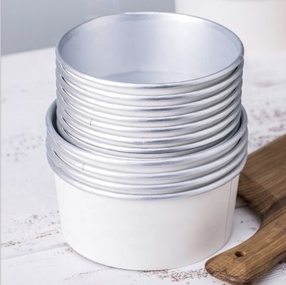 Tazza di carta in foglio d'alluminio argento PE PLA Tazza di forma rotonda senza rivestimento di plastica