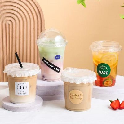 Coppa di plastica trasparente per animali da compagnia usa e getta con logo personalizzato Coppa di caffè ghiacciato