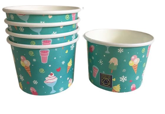 Bianco Cartone Piccole Cucine per Servire Gelato 0.6L Stampa Logo Personalizzata