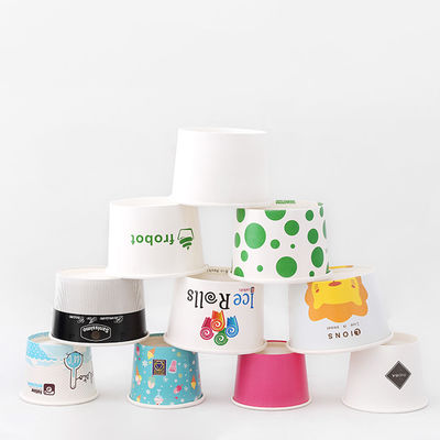 Yogurt 120ml Ice Cream Paper Bowl Yogurt Bowls Custom Logo Doppio PE Rivestito