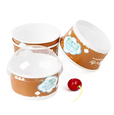 600ml Microonde vasche usa e getta cartone logo personalizzato carta bianca tazze di gelato