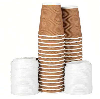 Biodegradabili Kraft Paper Baking Cups 250ml PE Rivestito Ripple Paper Cup Kraft