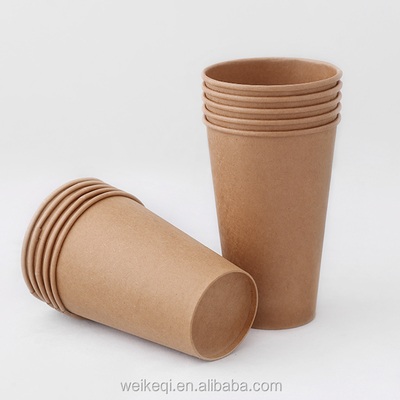 Tazza di carta monouso kraft a parete singola con logo personalizzato da 3oz a 32oz